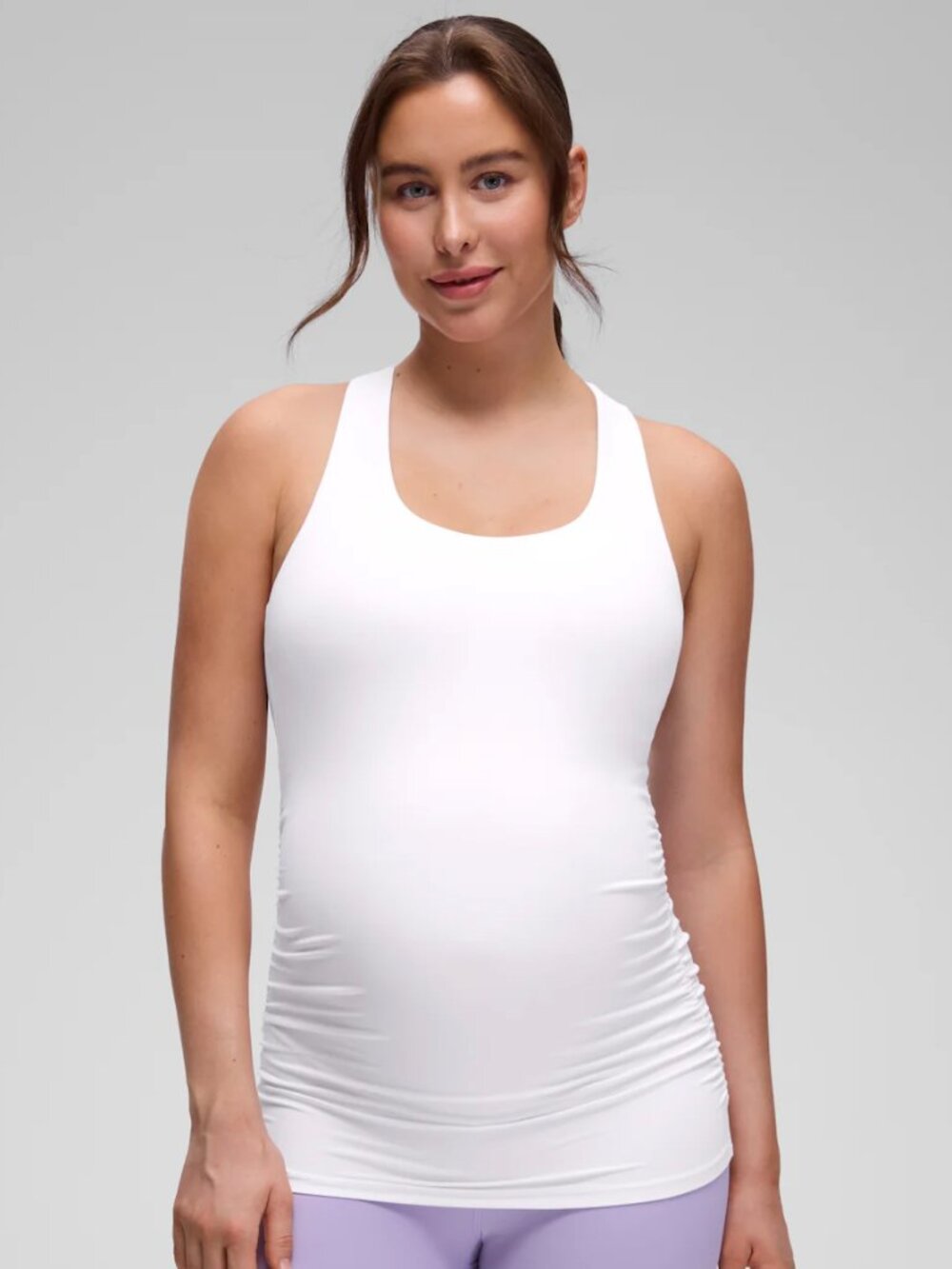 CRZ YOGA Butterluxe Maternity Built in Bra Ruched Tank White Small NWT